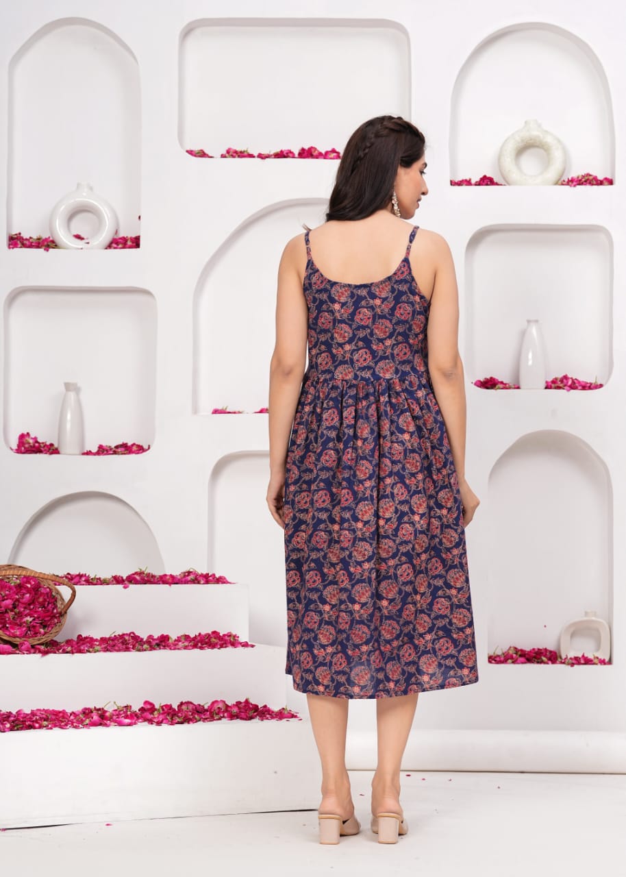 Floral Strappy pure cotton Midi Dress (12 variants)