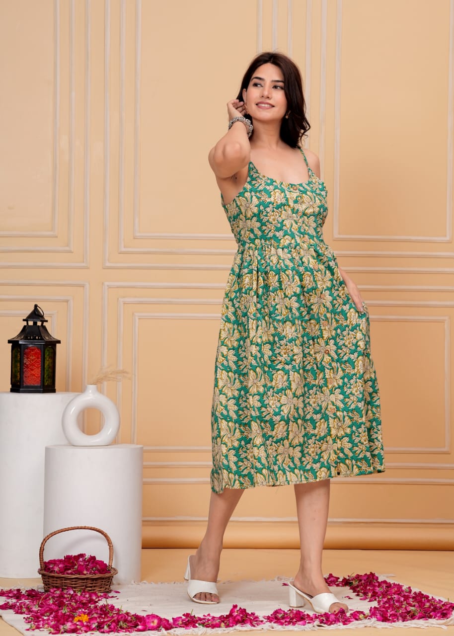 Floral Strappy pure cotton Midi Dress (12 variants) The House of Miraya Floral Strappy pure cotton Midi Dress (12 variants) The House of Miraya