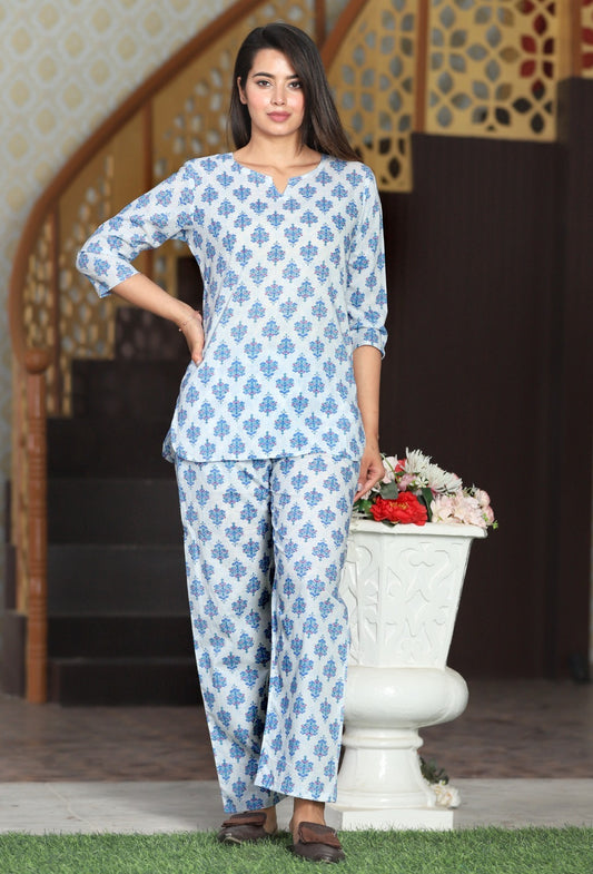 Pure Cotton hand block printed Night suit (27 variants)