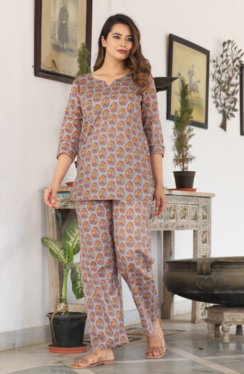 Pure Cotton hand block printed Night suit (27 variants)