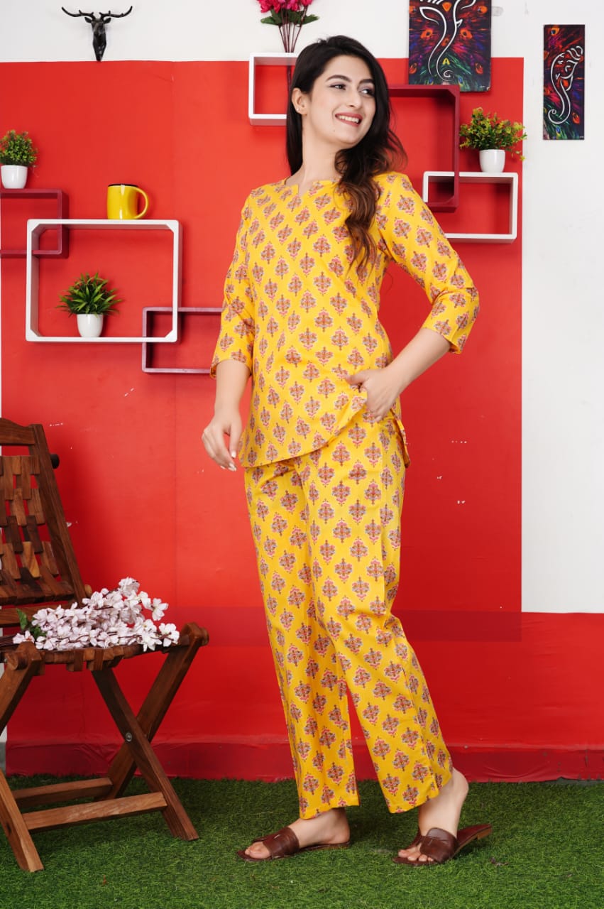 Pure Cotton hand block printed Night suit (27 variants)