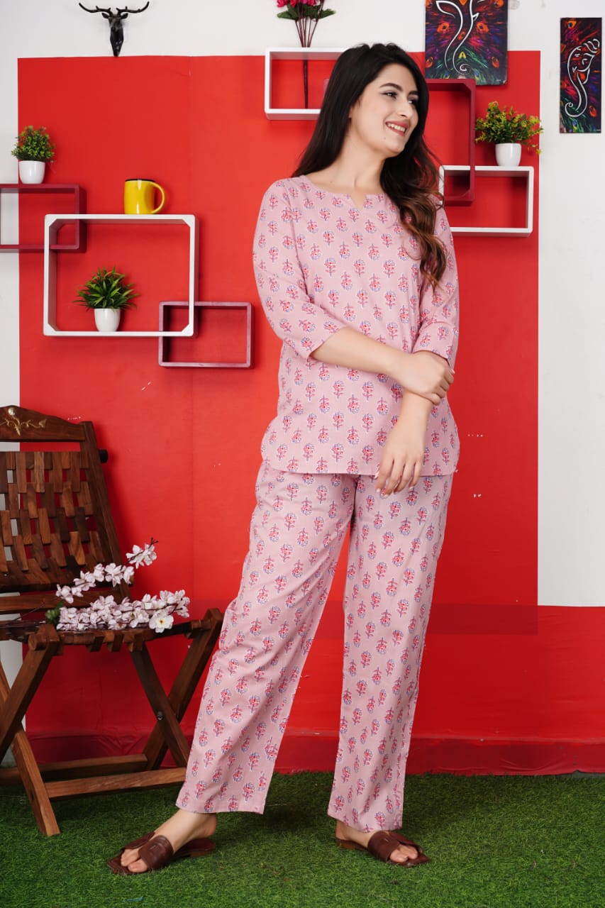 Pure Cotton hand block printed Night suit (27 variants)